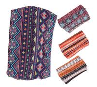 BESPORTBLE 4 Elastische Afrikanische Stirnbänder Damen Breit Geknotet Modisch Bedruckt Sport Yoga Haarband Schweißband Bunt für Training Alltag