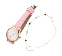 BESPORTBLE Damenuhren Armband Und Uhrenset Aus Leder Und Metall Verstellbar Leicht Rosa Schmuck Geschenk Für Frauen