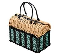 BESPORTBLE Gewebte Handtasche für Damen im Boho-Stil, Tragetasche aus Kunstrattan, große Kunststofftasche für Sommer, Strand, Reisen, Urlaub, Shopping, Picknick, Camping, 32,3 x 27,4 x 14,7 cm