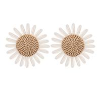BESPORTBLE Selbstgemacht Sonnenblumen Aufnäher 2 Stück Gewebte Blüten für Schuhe und Kleidung Nachhaltige Bastelblumen in Beige und Hellbraun Geeignet für Mädchenmode und Accessoires