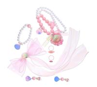 BESPORTBLE Teiliges Schmuckset Prinzessin Meerjungfrau Rosa Haarklammern Perlenarmband Muschel Halskette Ohrclips und Ring für Mädchen zum Verkleiden Geburtstag Festlichkeiten