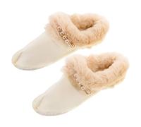 BESPORTBLE Warme Herausnehmbare Einlegesohlen mit Dickem Plüschfutter und Kunstperlenclip für Damen Herren Schuhfutter Größe 38-39 Winterliche Hausschuh Einlagen