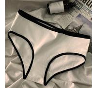 Besshepplo Damen Baumwolle Mid Waist Triangle Slip Bequem Solid Schwarz Weiß Grau Panties für alle Jahreszeiten Größen M bis 3XL (L Weiß)