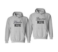 Best Friend Hoodie BFF Pullover Sweatshirt für Mädchen Schwarz Weiß Blondie Brownie Pulli 1 Stück, Grau-Blondie, S