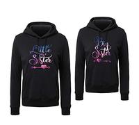 Best Friends Pullover Beste Freunde Sweatshirt für Mädchen Schwarz Weiß Sister Hoodie Pulli 1 stück, Sky-Schwarz-Big, L