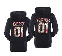 Best Friends Pullover für 2 Mädchen Grau Beste Freundin Hoodie für 2 Mädchen BFF Hoodies Sister Sweatshirt Kapuzenpulli BFF Geschenke Schwarz Weiß 1 Stück