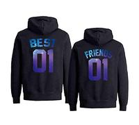 Best Friends Pullover für 2 Mädchen Grau Beste Freundin Hoodie für 2 Mädchen BFF Hoodies Sister Sweatshirt Kapuzenpulli BFF Geschenke Schwarz Weiß 1 Stück