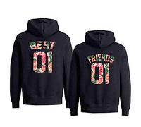 Best Friends Pullover für 2 Mädchen Grau Beste Freundin Hoodie für 2 Mädchen BFF Hoodies Sister Sweatshirt Kapuzenpulli BFF Geschenke Schwarz Weiß 1 Stück