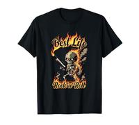 Best Life Rock n Roll Skelett Zombie Fireblast T-Shirt