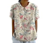 Bestellungen Anzeigen Leinenbluse Damen Sommer Kurzarm Sommerbluse Musselin Shirt Leinen Tunika Große Größen Elegante Oberteile Leinenshirt Outlet Angebote Sale