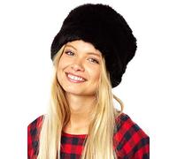 Bestgift Damen Kunstpelz Fellmütze Kunstpelz Mädchen Einfarbig Russische Mütze Schwarz L