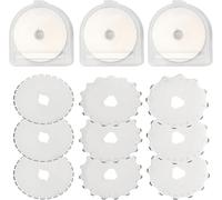 Bestgle 9 Stück Rollschneider Ersatzklingen, 45 mm Edelstahl Stoffschneider Rollmesser Rundklingen, 12/15/27 Zähne Häkelkanten-Rollschneiderklingen Set mit Aufbewahrungskoffer für Stoff Leder Papier