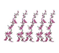 Bestickte Aufnäher - Blumen- und Schmetterlings-Aufnäher zum Aufbügeln - 5 Stück Applikation Aufkleber für Reparatur von Stoff Nähen Kunst Kleidung Kleid Hüte Blusen Jacken Hemden Taschen