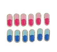 Bestickte Bügelbild Aufnäher 12 Stück, Pillenform, Cartoon, Baumwolle, Leicht Bügelbar - Vielfältig Einsetzbar, Perfekt für DIY Kleidung und Accessoires