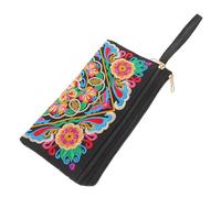 Bestickte Clutch aus Polyester mit Blumenmuster für Damen und Events | Vintage Boho Stil, Ethnische Stickerei mit Geshang Blüte, für Abend, Hochzeit, Tickets und Schlüssel