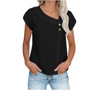 Bestickte Tunika Hemdbluse Wickeloberteil Schlupfbluse Hemden Jersey Leder Cups Weisses Volant Abgerundetem Löchern Gerippt Button Wickeltops Frauenmotiv Einfarbig Kastiges Trägerloses Damenbekleidung