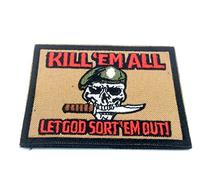 Bestickter Aufnäher mit Aufschrift „Kill Em All Let God Sort Em Out“, für Airsoft und Paintball