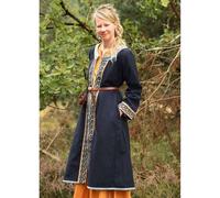 Battle-Merchant - Bestickter Wikinger-Mantel Ella - frühmittelalterlicher Klappmantel - Mittelalter, LARP, Reenactment (M, Dunkelblau)