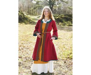 Bestickter Wikinger-Mantel, weinrot/petrol "Ella"