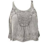 Besticktes Boho Top, lockeres Sommertop mit schöner Stickerei, grau