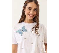 Besticktes Rundhals-T-Shirt S