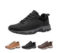 Bestofoot Herren-Schuhe, wasserdichte Wanderschuhe, rutschfest, atmungsaktiv, leicht, Sneaker, bequeme Echtleder-Sneaker, mit Fußgewölbeunterstützung und Stoßdämpfung, UK-Größe, Schwarz , 42 2/3 EU