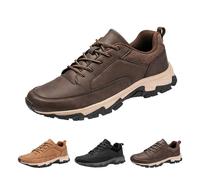 Bestofoot Herren-Schuhe, wasserdichte Wanderschuhe, rutschfest, atmungsaktiv, leicht, Sneaker, bequeme Echtleder-Sneaker, mit Fußgewölbeunterstützung und Stoßdämpfung, UK-Größe, braun, 41 1/3 EU