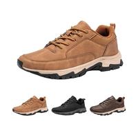 Bestofoot Herren-Schuhe, wasserdichte Wanderschuhe, rutschfest, atmungsaktiv, leicht, Sneaker, bequeme Echtleder-Sneaker, mit Fußgewölbeunterstützung und Stoßdämpfung, UK-Größe, khaki, 42 2/3 EU