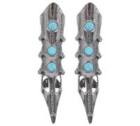 BESTOMZ 2 Stück Verstellbare Gothic Punk Metall Ringe mit Türkisfarbenem Akzent Vintage Krallenringe für Damen und Herren für Halloween Partys und Festivals