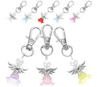 BESTOMZ 8 Stück Set Schutzengel Schlüsselanhänger mit Flügeln Bunte DIY Anhänger für Hochzeit Tischdeko Kreative und Glänzende Schutzengel Charms für Schmuckherstellung Zufällige Farbe