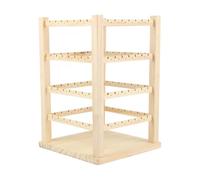 BESTOMZ Drehbarer Holz Schmuckorganizer mit 4 seitigem Aufbewahrungsständer für Ohrringe und Schmuck Einfache Montage Stilvolles Design für Schlafzimmer und Einkaufszentrum