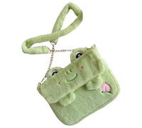 BESTOMZ Flauschige Frosch Umhängetasche aus Plüsch mit Dekorativem Metall Niedliche Schultertasche für Damen für Party und Alltag