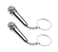 BESTOMZ Mikrofon Schlüsselanhänger Tragbar und Taschenverzierung Stilvoll und Einzigartig aus Metall 2 Stück Kreatives Accessoire für Musikliebhaber