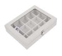 BESTOMZ Ohrringbehälter mit 15 Fächern Elegante Schmuckaufbewahrungsbox mit Glasdeckel und Flanellfutter für Ringe und Schmuck Am Schminktisch