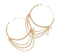 BESTonZON 1 Paar Mehrlagige Damen Fußkettchen aus Metall mit Quasten Schuhkette für Stiefel und Schuhe Modische Knöchelketten Dekoration