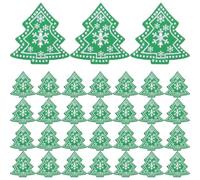 BESTonZON 100 Stück Baumförmige Holzknöpfe 3X3cm mit Doppellöchern Weihnachts Bastelknöpfe für Selbstgemacht Nähprojekte Kleidung Taschen und Festliche Dekoration
