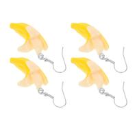 BESTonZON 2 Paar Bananen Hängeohrringe für Damen Leichtes Gelbes Kunststoff Design Modische Frucht Accessoires für Alltag und Party