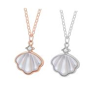 BESTonZON 2 Stück Muschelanhänger Halsketten aus Titanstahl Damen Schmuck Rosenvergoldet und Silber Modische Muschelkette für Party und Alltag