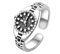 BESTonZON 2 Stück pack Verstellbare S925 Silberringe mit Dekorativer Uhr Modische Damen Fingeruhren Langlebiges Offenes Ringdesign für Alltag und Freizeit