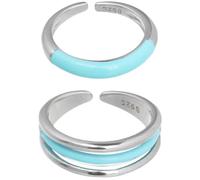 BESTonZON 2 Stück Verstellbare Ringe Damen Kupfer Offene Ring Ästhetische Blaue Linien Schmuck Geschenk für Frauen Elegant und Stilvoll