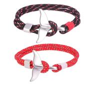 BESTonZON 2 Stück Walschwanz Paracord Armbänder für Herren und Damen Nautische Überlebensseilkette Langlebiges Metallhaken Wickelarmband Maritimes Schmuckset für Alltag und Geschenk