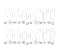 BESTonZON 30 Stück Perlenhaarnadeln Strass Haarschmuck U förmig Silber Blumenmotiv Eisen mit Kunstperlen und Strass für Brautfrisur Hochzeits und Brautparty Styling