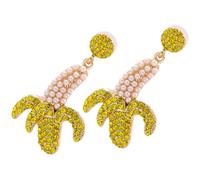BESTonZON Bananen Strass Ohrringe Damen 1 Paar Bunte Frucht Ohrhänger Leichter Schmuck für Party Alltag