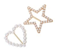 BESTonZON Perlen Strass Schalclip 2 Stück Taillenverschluss für Damen Eleganter Schalring mit Herz Stern Modischer Schal und Taillenclip für Seidenschals Hochzeiten Feiern