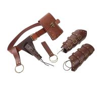 BESTonZON Renaissance Gürteltasche und Kunstleder Armschützer Satz Verstellbar Braun Wikinger Bauchtasche mit Schlüsselanhänger Mittelalterliche Cosplay Accessoires für Damen und Herren