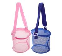 BESTonZON Strandtasche Kinder Tragbar Mesh Netzbeutel 2 Stück Bunt Sammelbeutel Für Strandspielzeug Und Outdoor Reisen