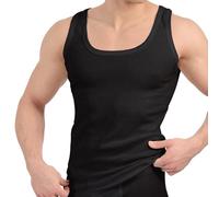 BestSale247 2er oder 4er Pack Herren Classic Unterhemden, Achselhemden, Tank Top, in Weiß Schwarz oder Grau Melange - Feinripp (glatt) -100% Baumwolle (Schwarz / 2 Stück, M)