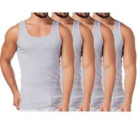 BestSale247 2er oder 4er Pack Herren Classic Unterhemden, Achselhemden, Tank Top, in Weiß Schwarz oder Grau Melange - Feinripp (glatt) -100% Baumwolle (Grau-Melange, 4XL)