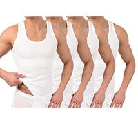 BestSale247 2er oder 4er Pack Herren Classic Unterhemden, Achselhemden, Tank Top, in Weiß Schwarz oder Grau Melange - Feinripp (glatt) -100% Baumwolle (Weiß, M)