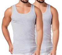 BestSale247 2er oder 4er Pack Herren Classic Unterhemden, Achselhemden, Tank Top, in Weiß Schwarz oder Grau Melange - Feinripp (glatt) -100% Baumwolle (Grau-Melange / 2 Stück, XL)